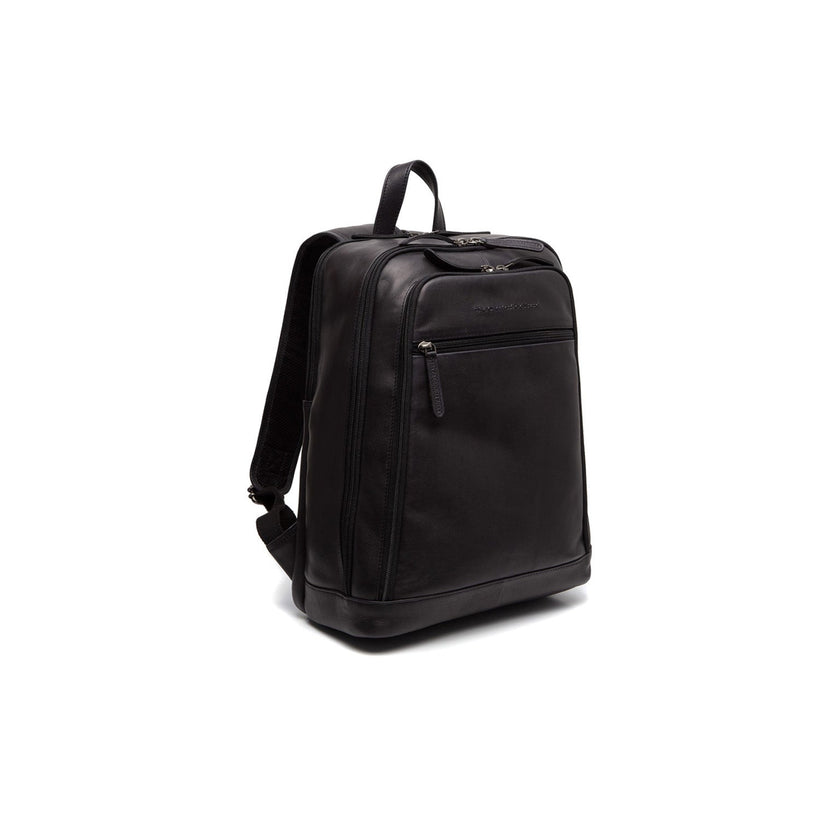 Black Leather Laptop Backpack Detroit, front view
