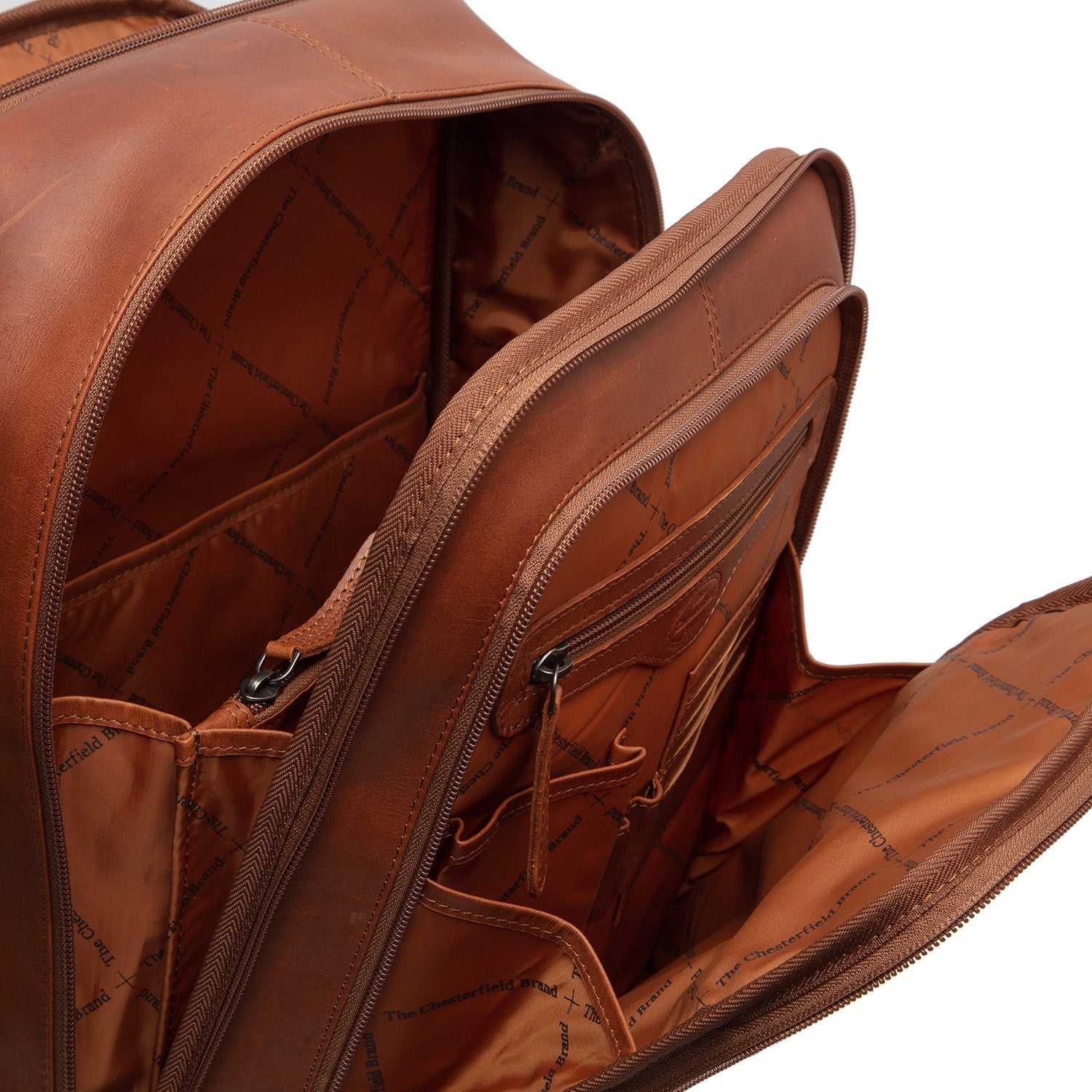 Cognac Leather Laptop Backpack Detroit, detail view 1