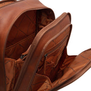 Cognac Leather Laptop Backpack Detroit, detail view 1