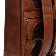 Cognac Leather Laptop Backpack Detroit, detail view 3