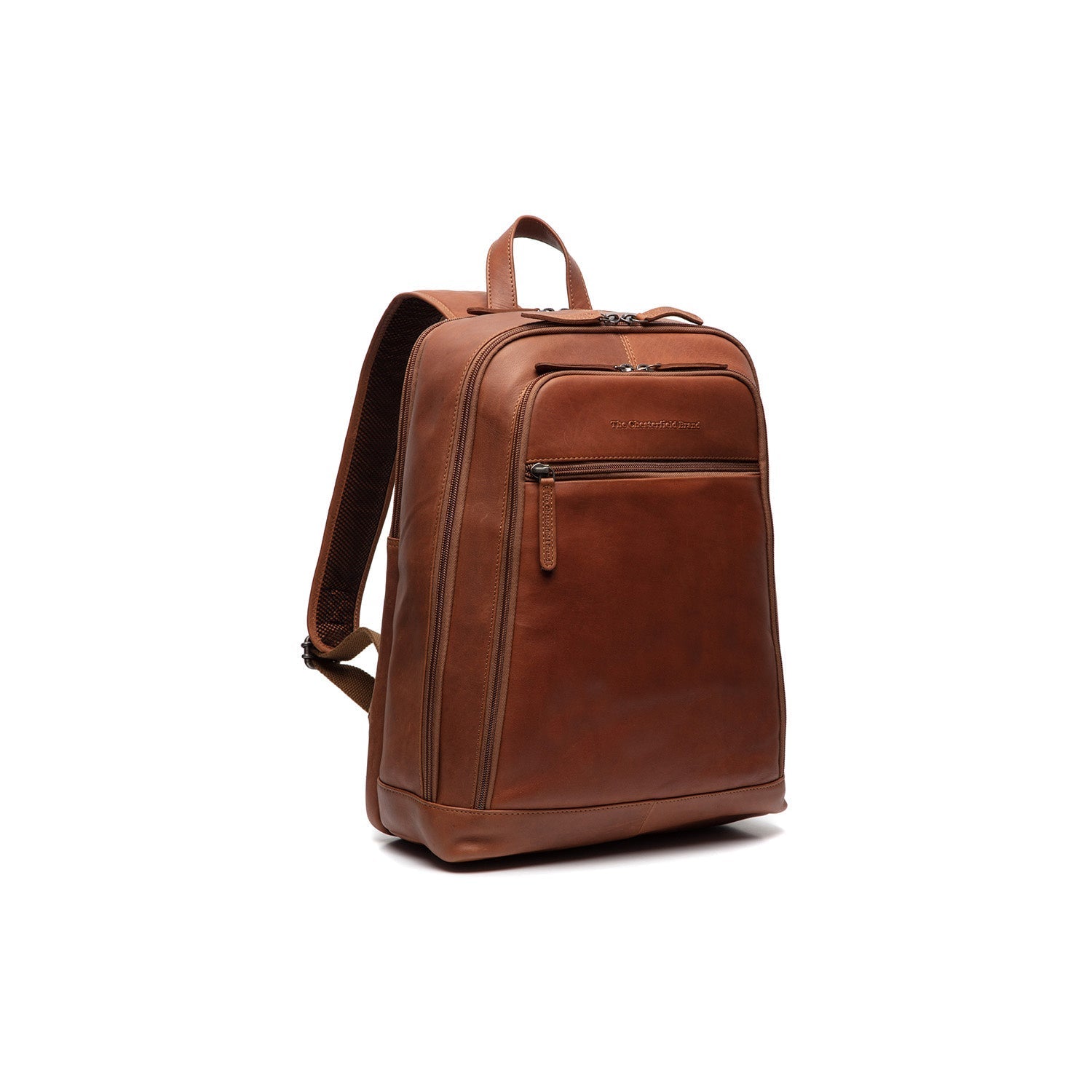 Cognac Leather Laptop Backpack Detroit, front view