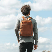 Cognac Leather Laptop Backpack Detroit, product view 3
