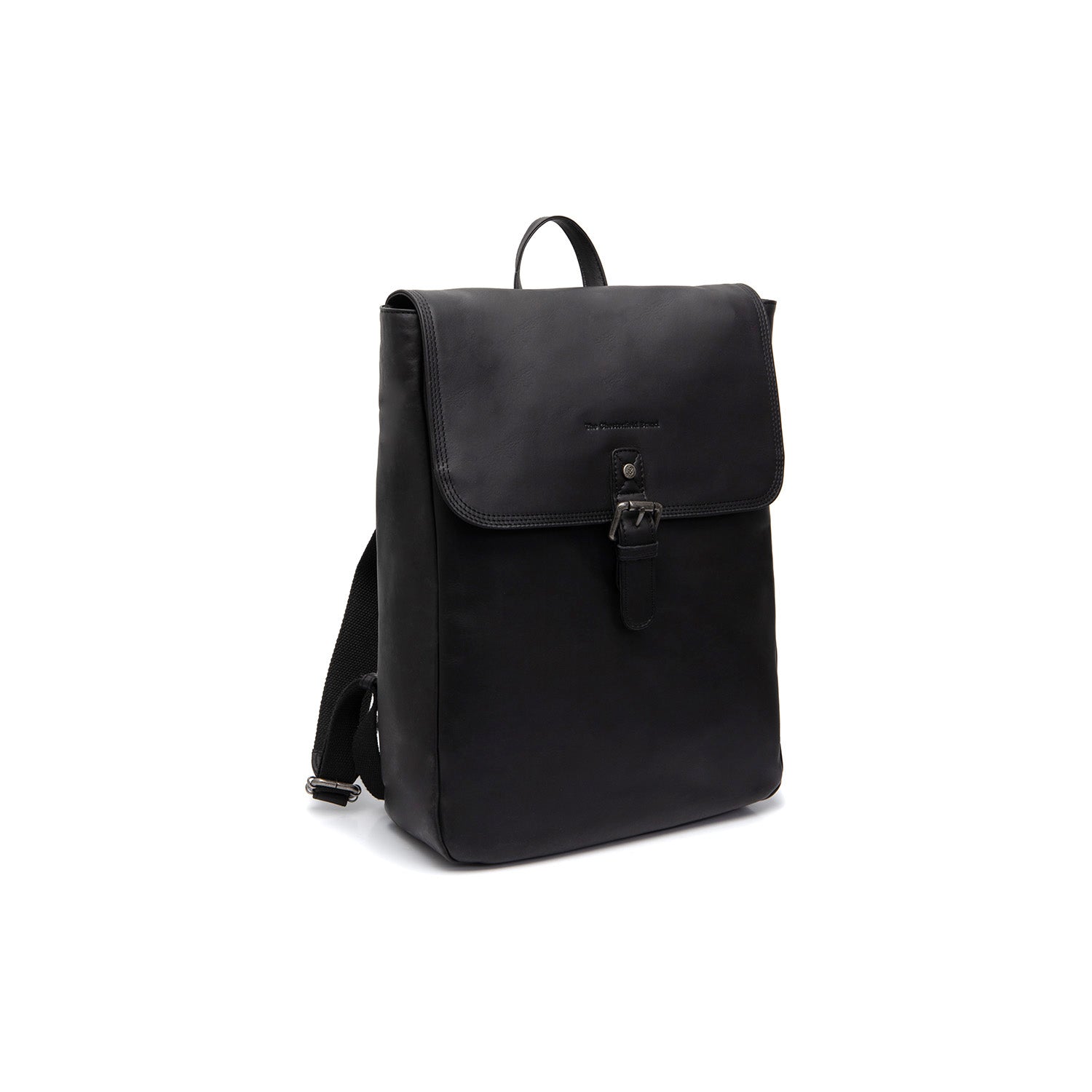 Black Leather Laptop Backpack Farrow, front view