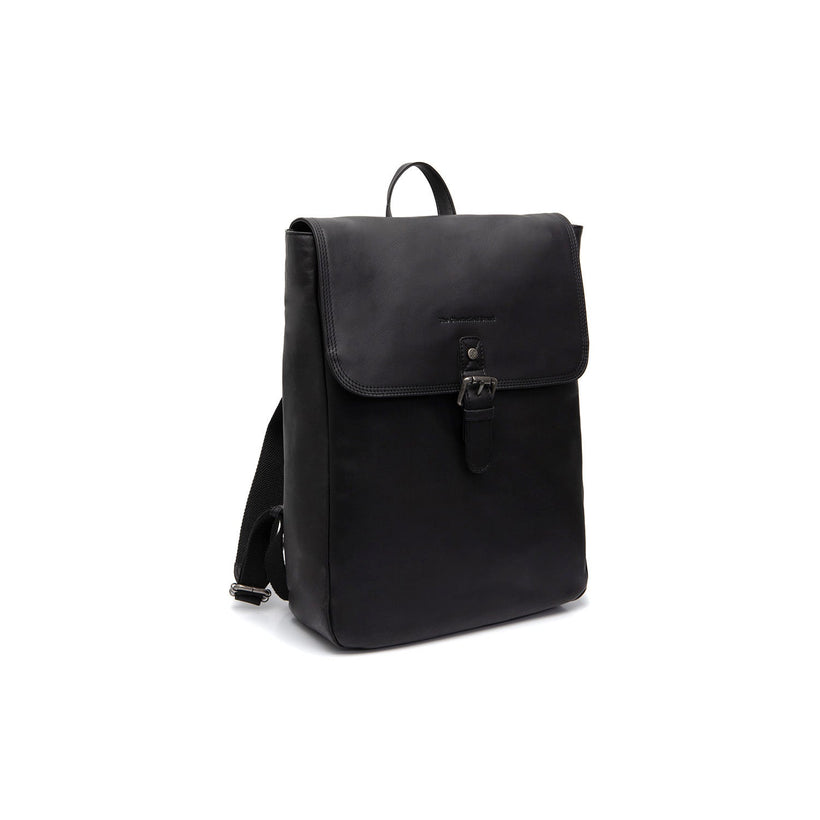 Black Leather Laptop Backpack Farrow, front view