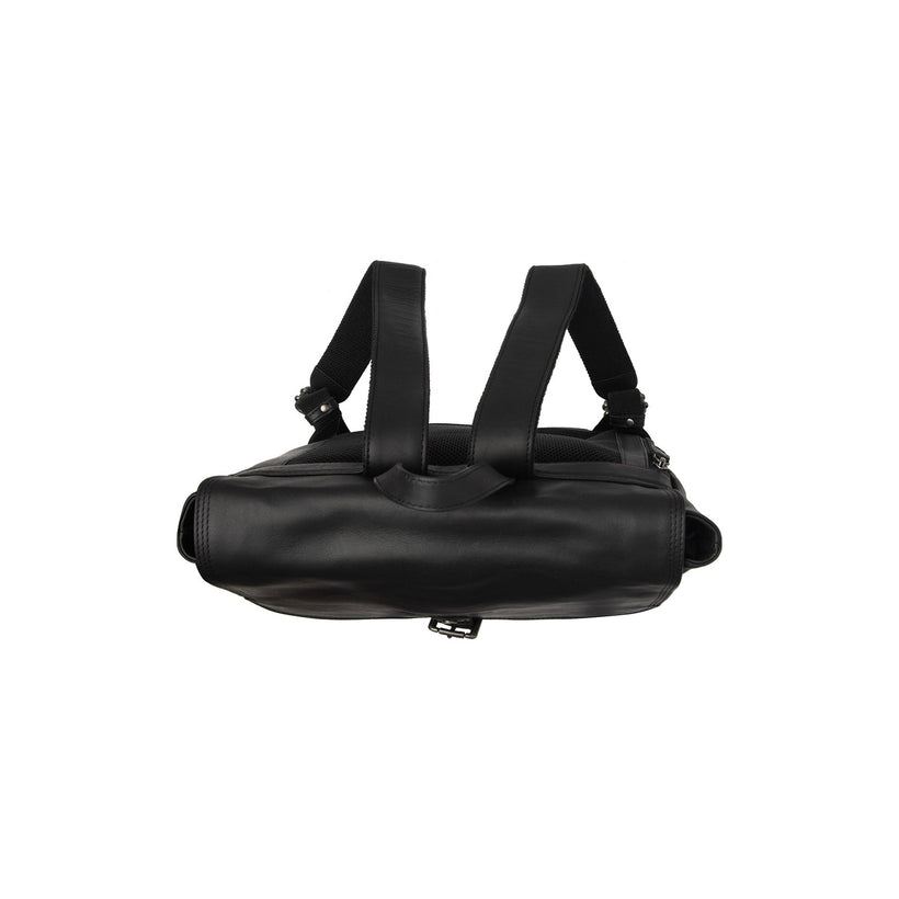 Black Leather Laptop Backpack Farrow, front view