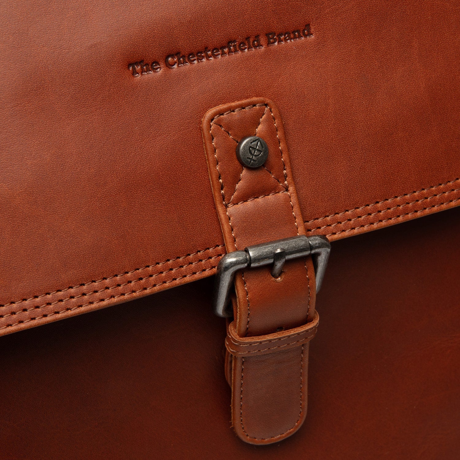 Cognac Leather Laptop Backpack Farrow, detail view 4