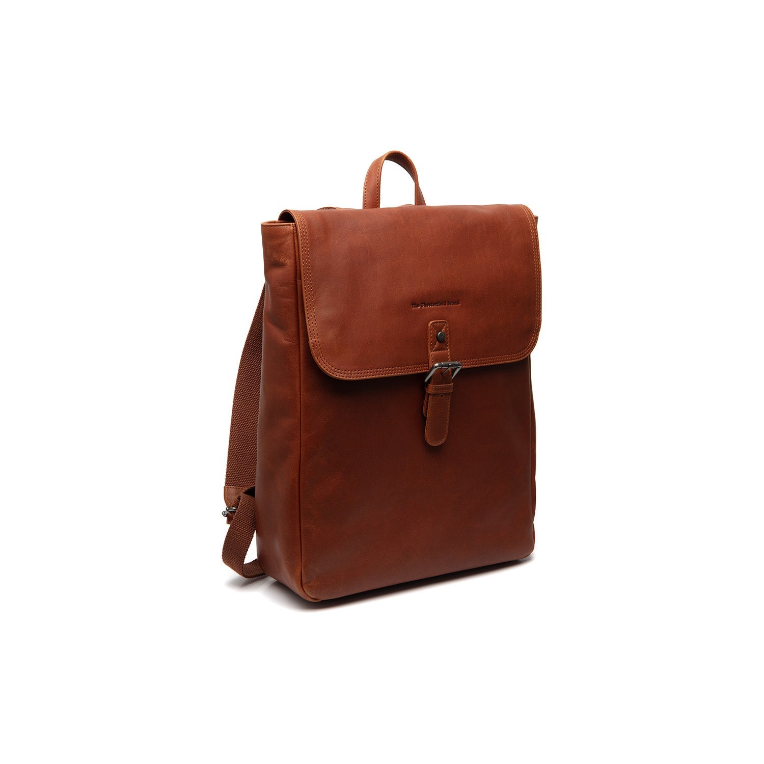Cognac Leather Laptop Backpack Farrow, front view