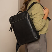 Black Leather Laptop Backpack Filmore, product view 2