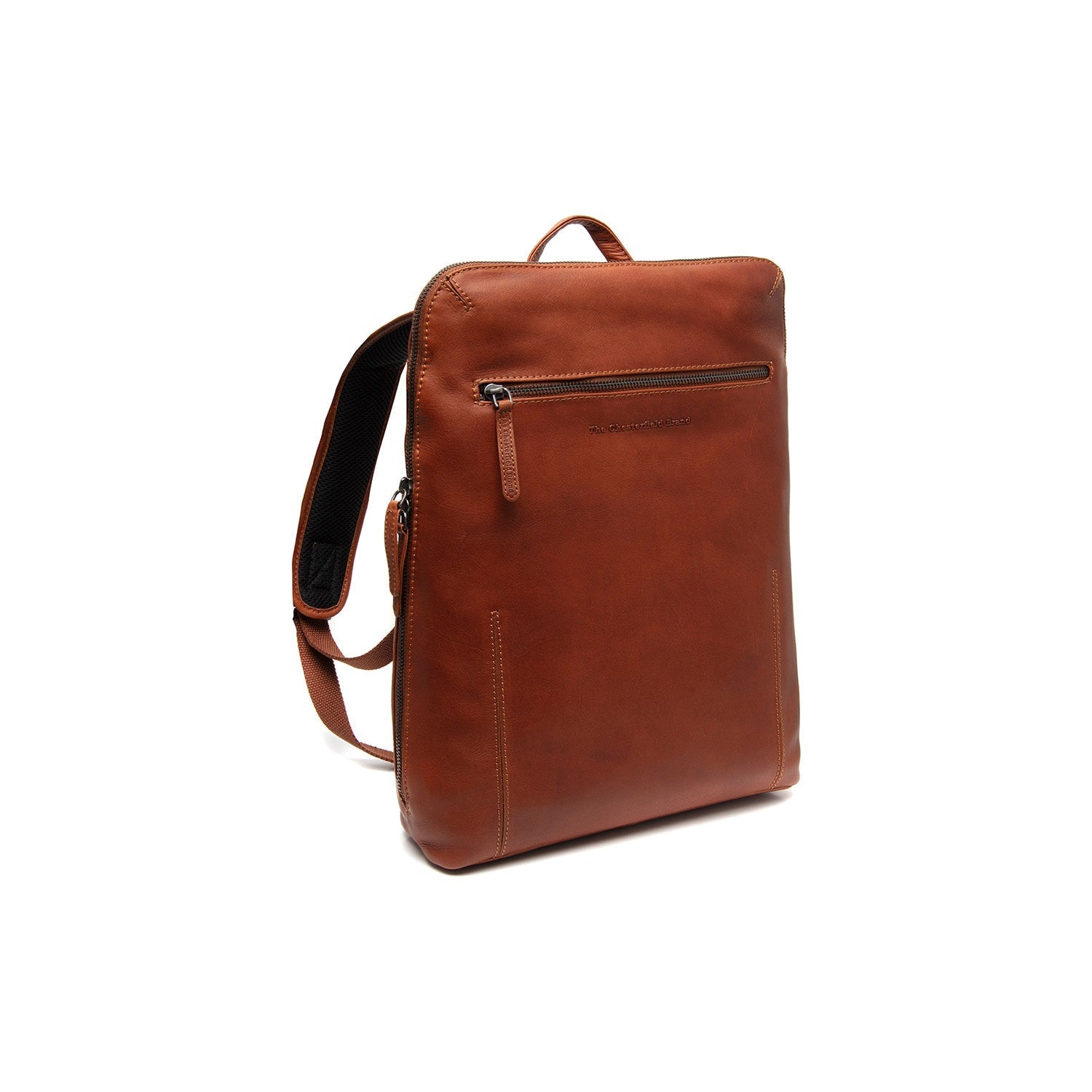 Cognac Leather Laptop Backpack Filmore, front view
