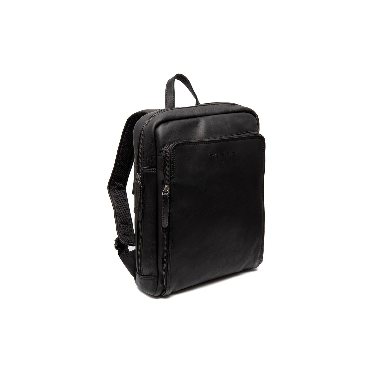 Black Leather Laptop Backpack Jasper, front view