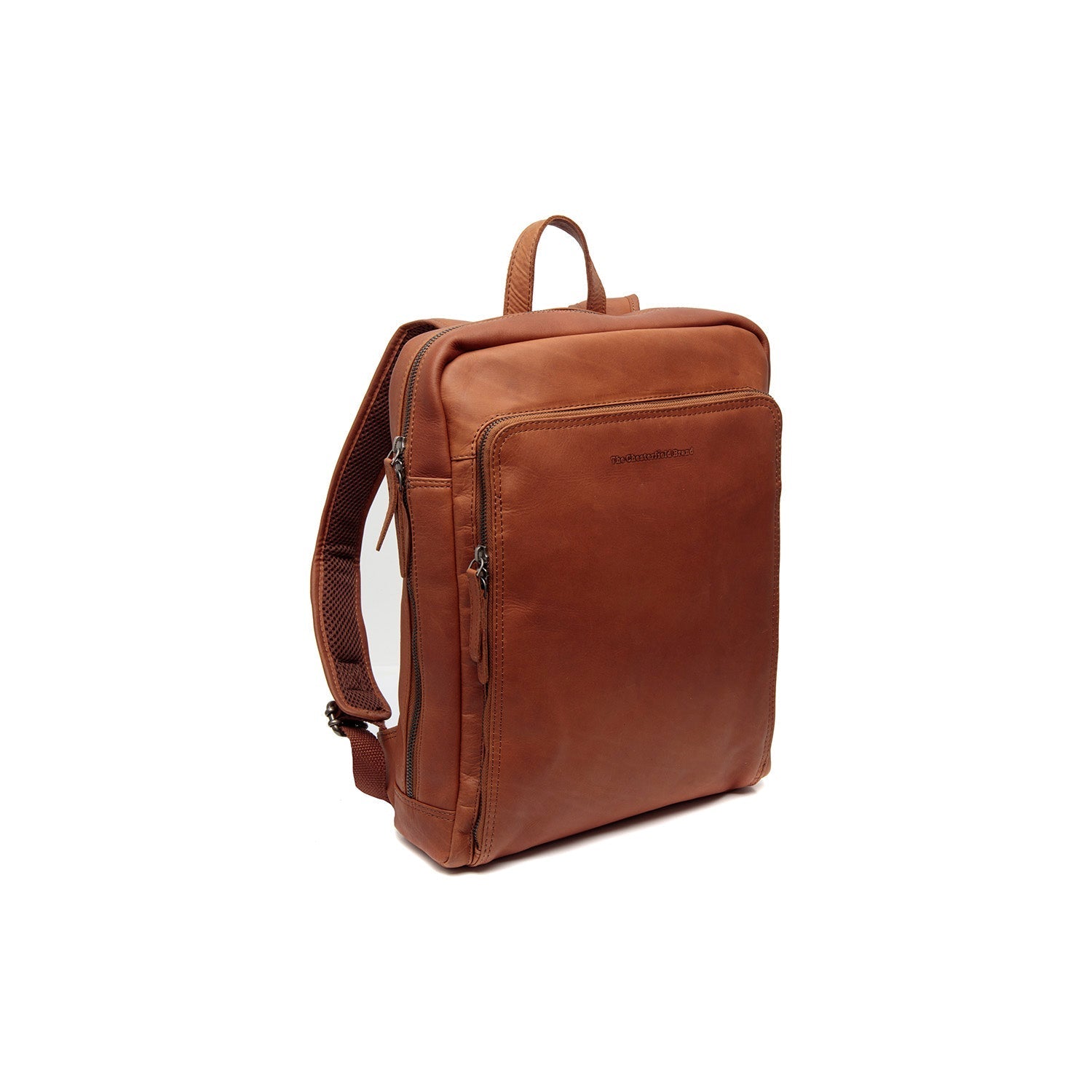 Cognac Leather Laptop Backpack Jasper, front view