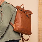 Cognac Leather Laptop Backpack Larsson, product view 2