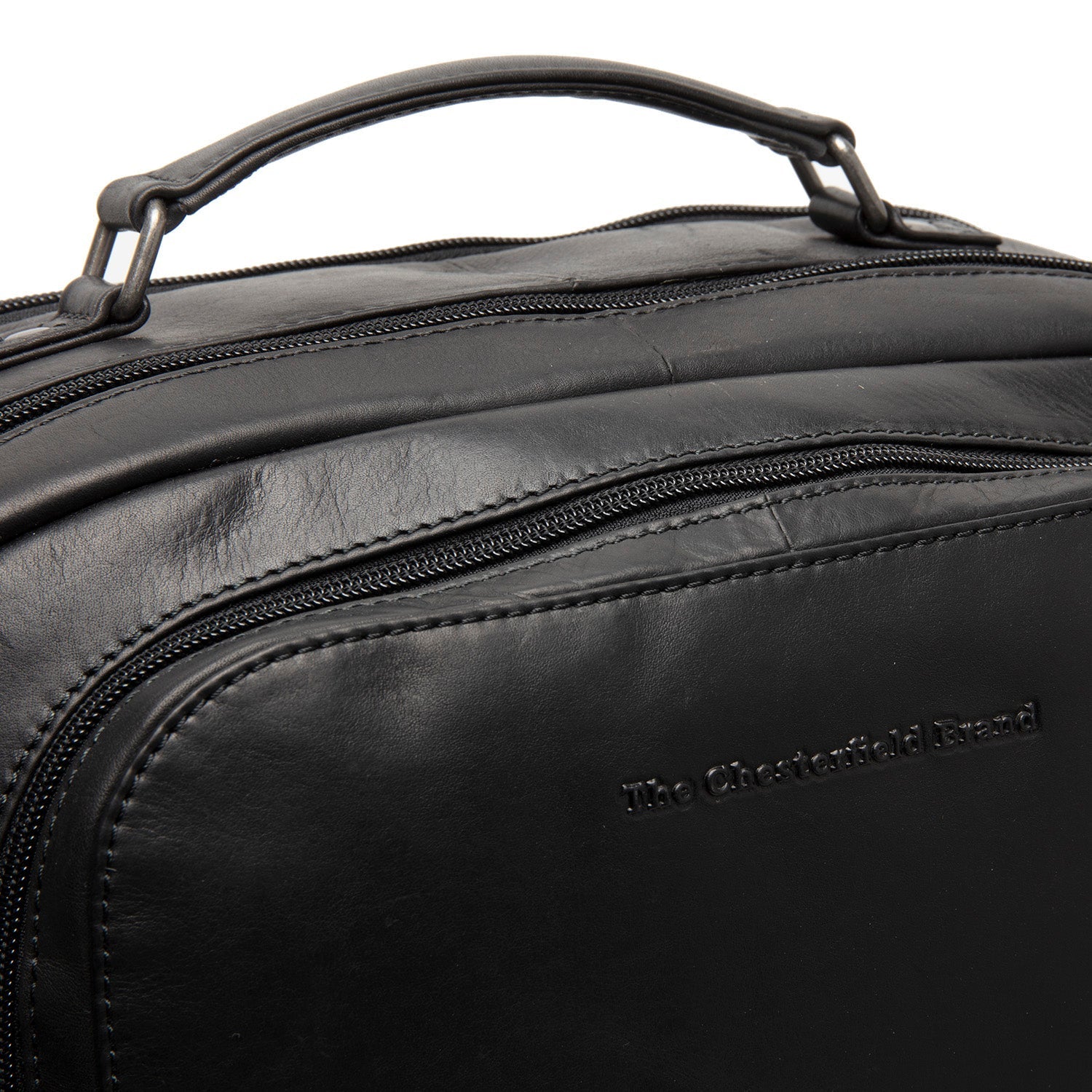 Black Leather Laptop Backpack Lennox, detail view 4