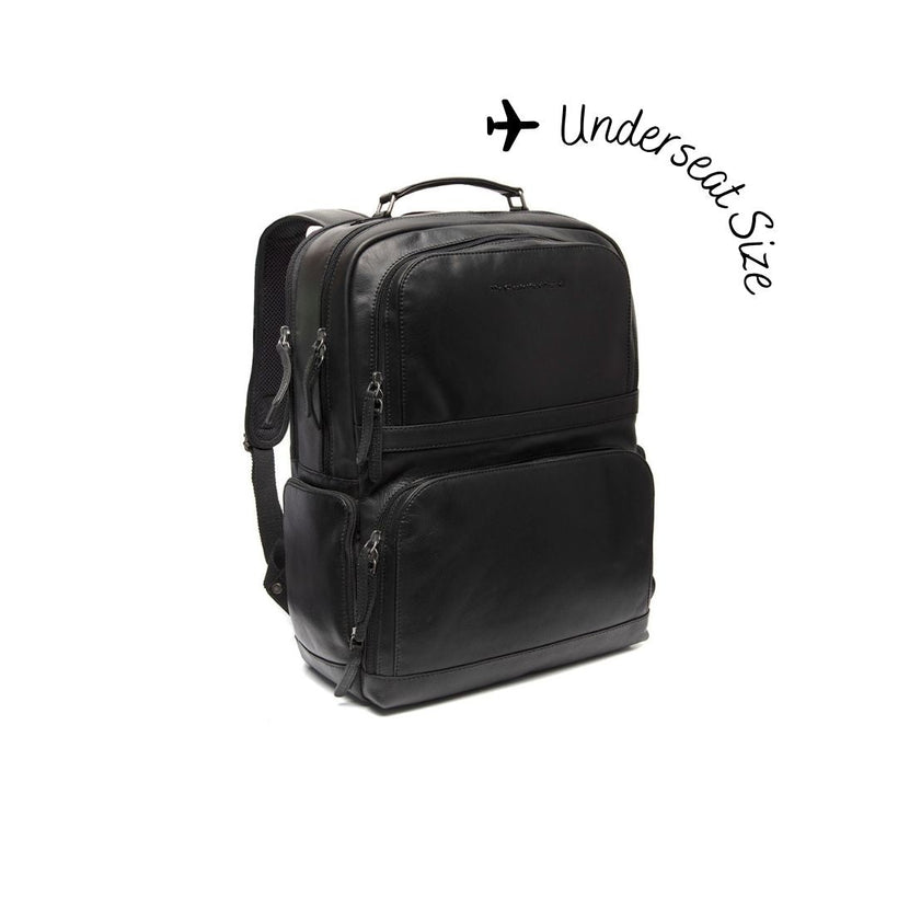 Black Leather Laptop Backpack Lennox, front view