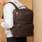 Brown Leather Laptop Backpack Lennox, product view 2