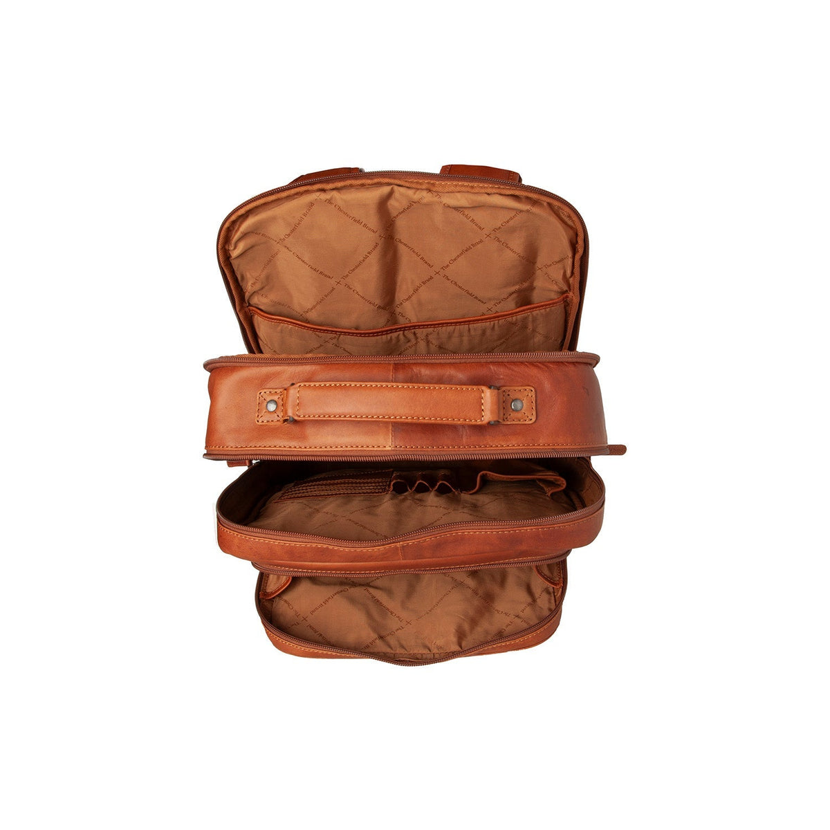 Cognac Leather Laptop Backpack Lennox, detail view 3