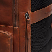 Cognac Leather Laptop Backpack Lennox, detail view 5