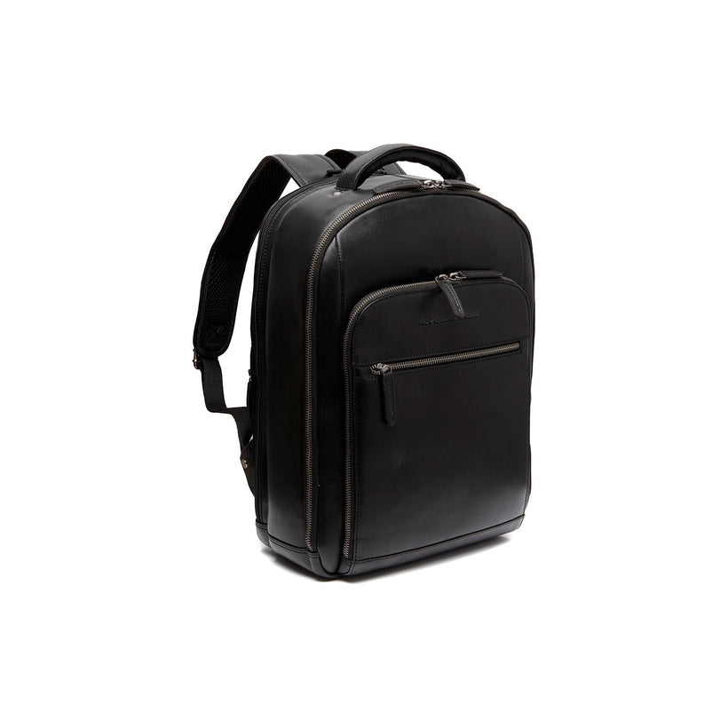 Black Leather Laptop Backpack Maggiore, front view