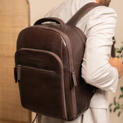 Brown Leather Laptop Backpack Maggiore, product view 2