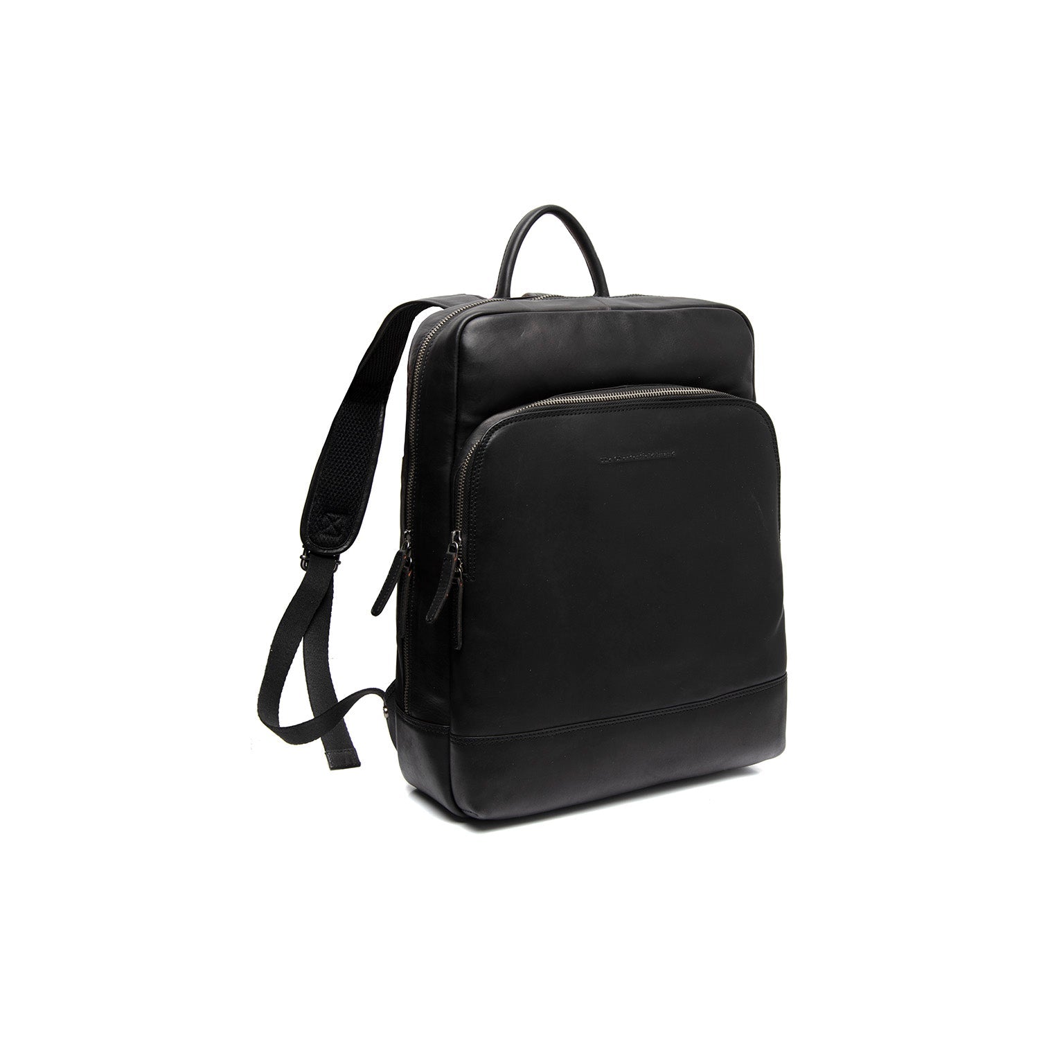 Black Leather Laptop Backpack Nicola, front view