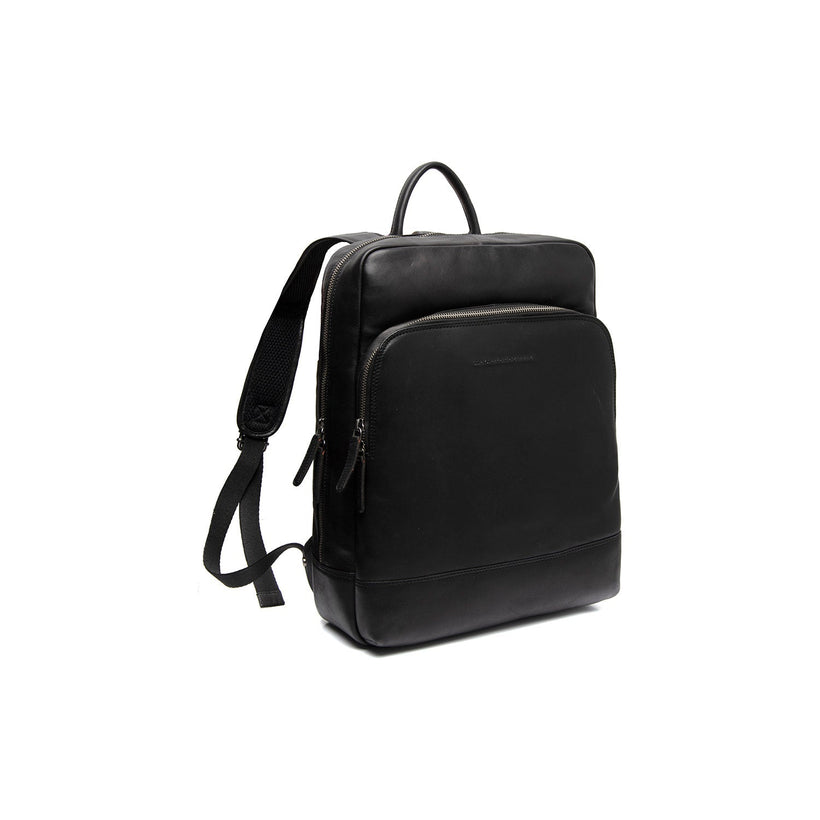 Black Leather Laptop Backpack Nicola, front view