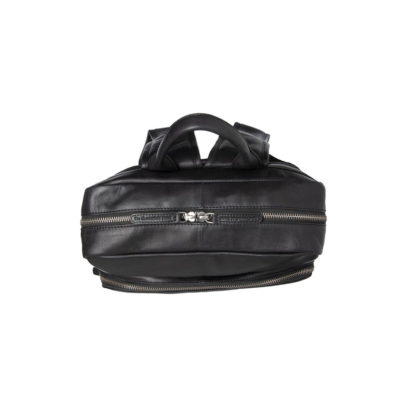 Black Leather Laptop Backpack Nicola, front view