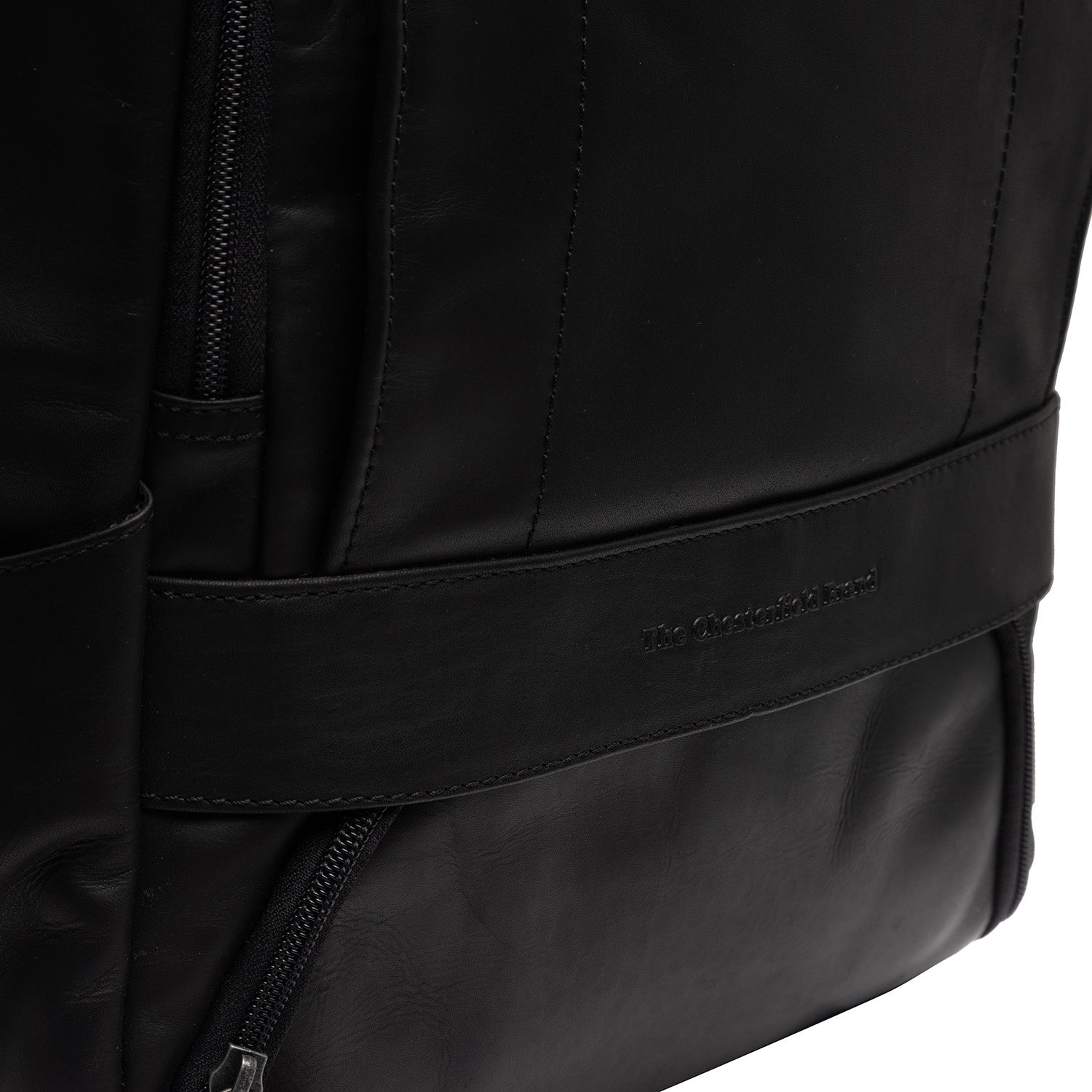 Black Leather Laptop Backpack Rich, detail view 4