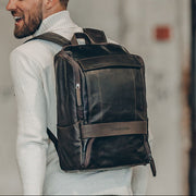 Brown Leather Laptop Backpack Rich, product view 2
