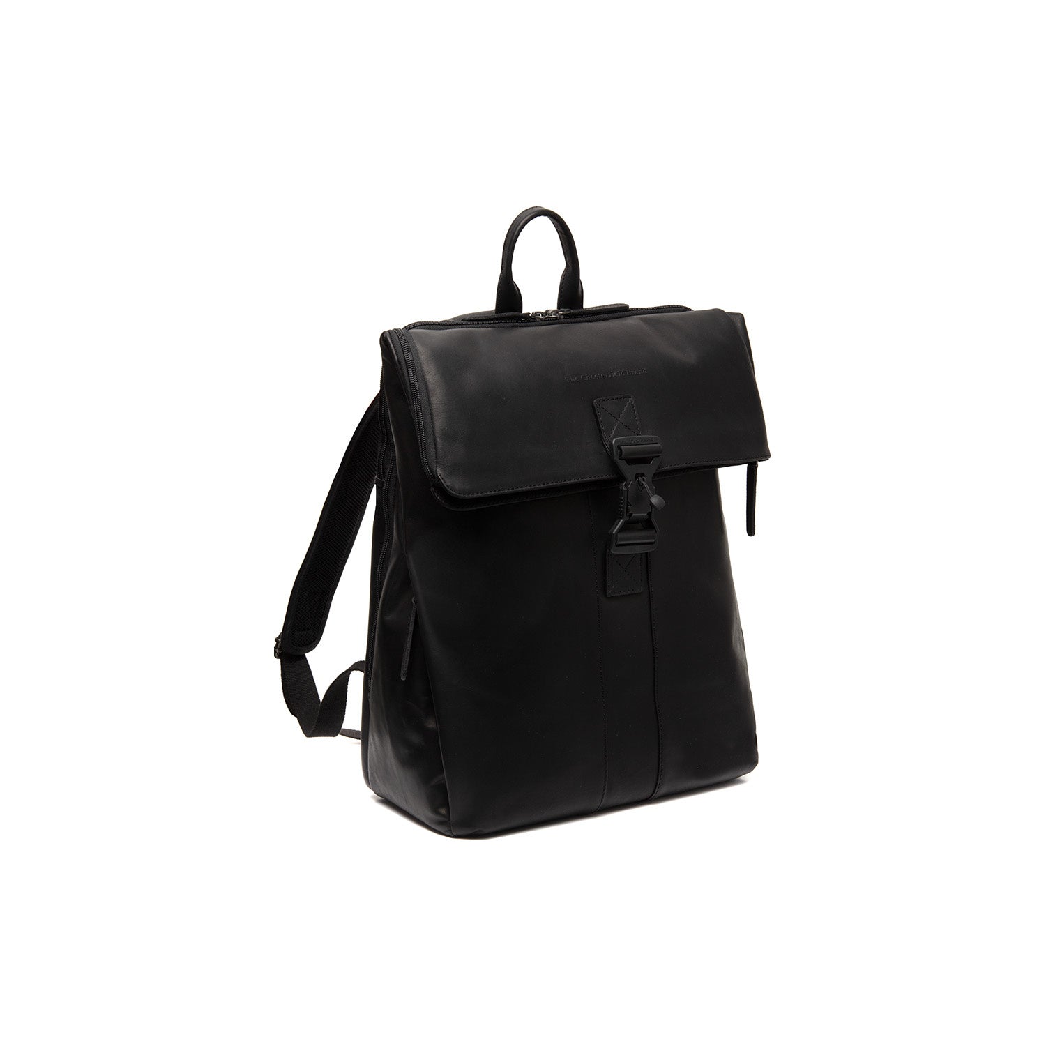 Black Leather Laptop Backpack Savona, front view
