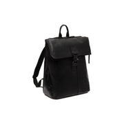 Black Leather Laptop Backpack Savona, front view