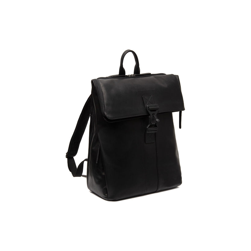 Black Leather Laptop Backpack Savona, front view