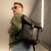 Black Leather Laptop Backpack Savona, product view 2