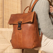 Cognac Leather Laptop Backpack Savona, product view 2