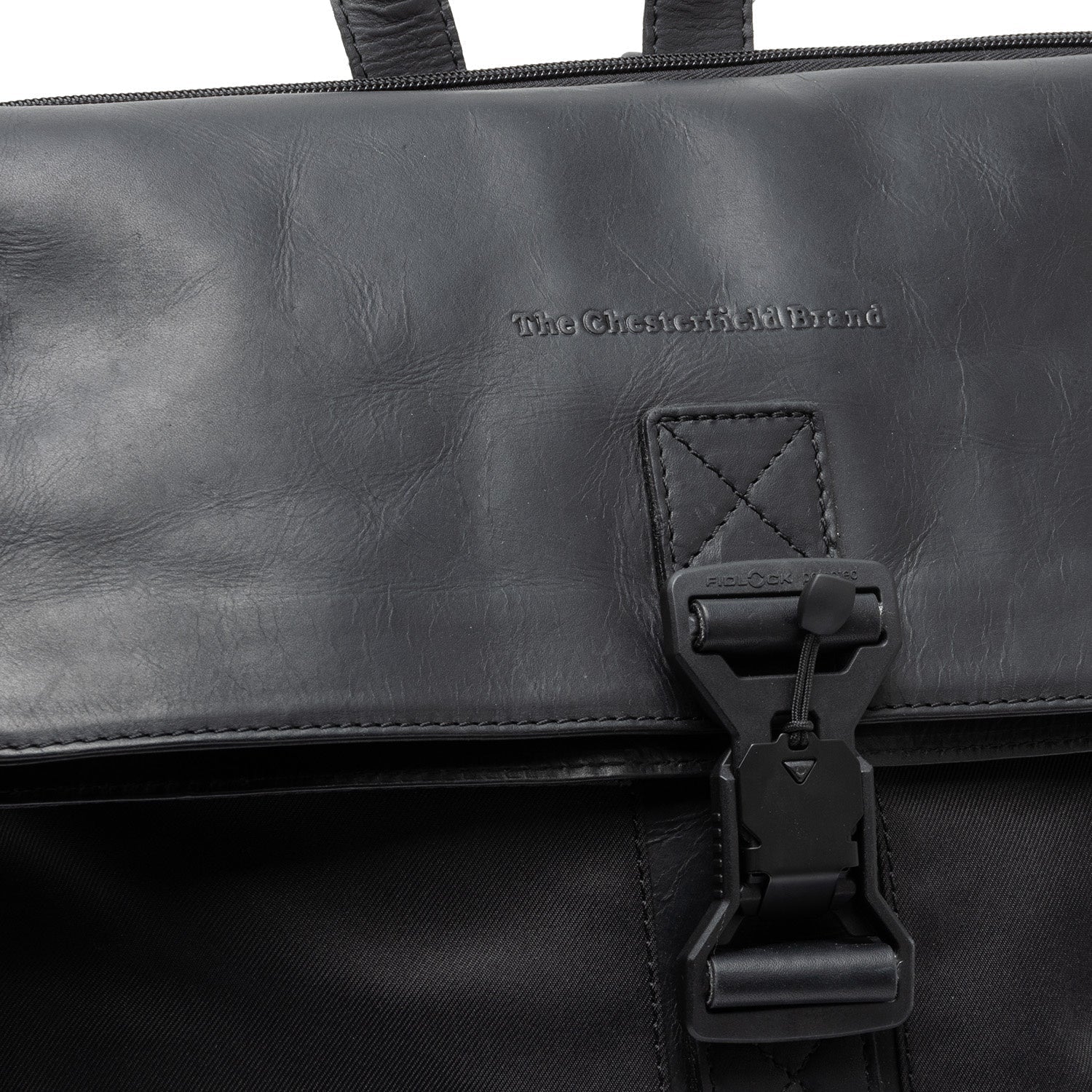 Black Leather Laptop Backpack Trondheim, detail view 1