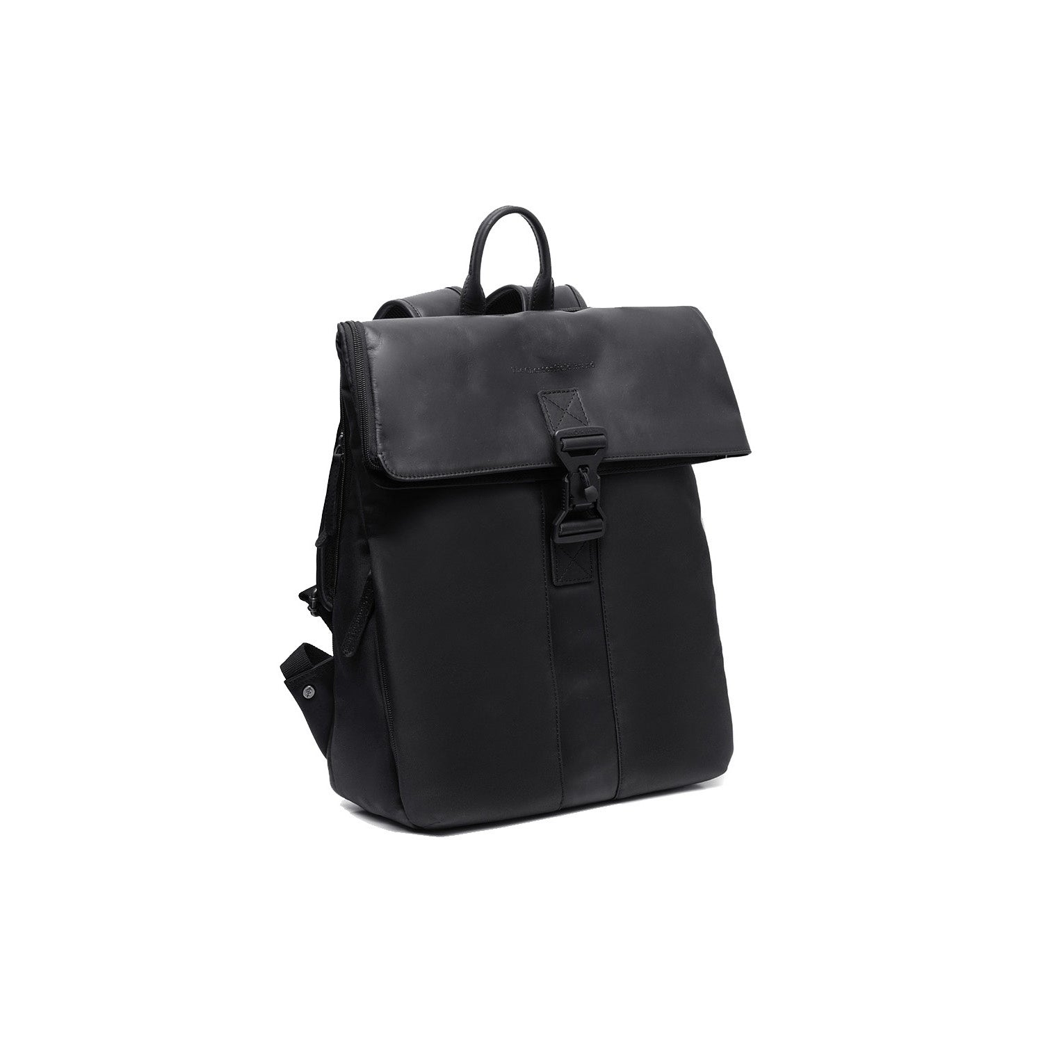 Black Leather Laptop Backpack Trondheim, front view