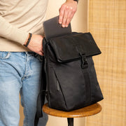 Black Leather Laptop Backpack Trondheim, product view 2