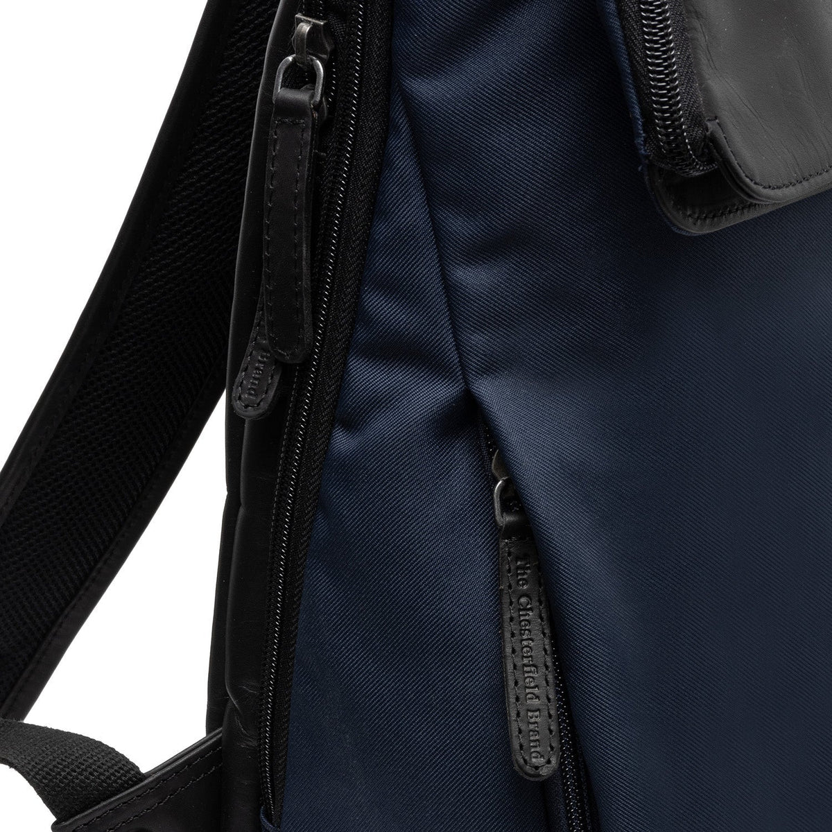 Navy Leather Laptop Backpack Trondheim, detail view 3