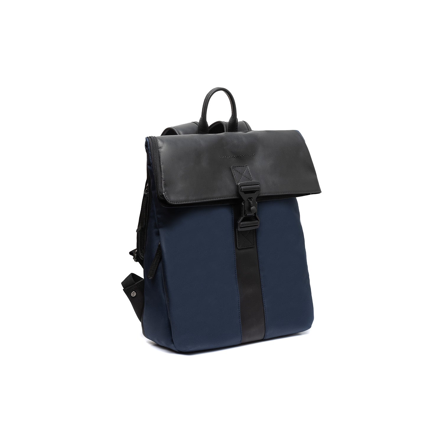 Navy Leather Laptop Backpack Trondheim, front view
