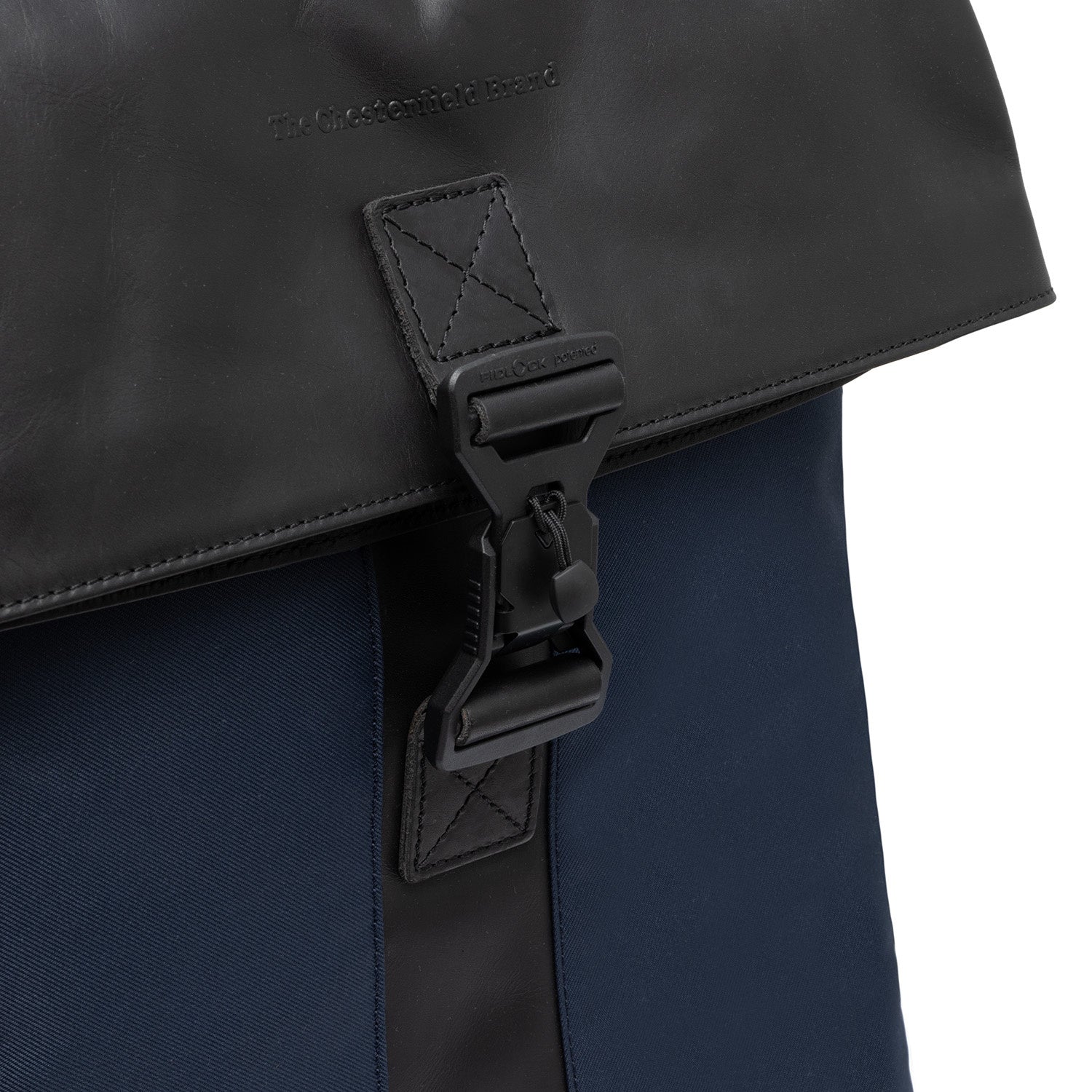 Navy Leather Laptop Backpack Trondheim, product view 2