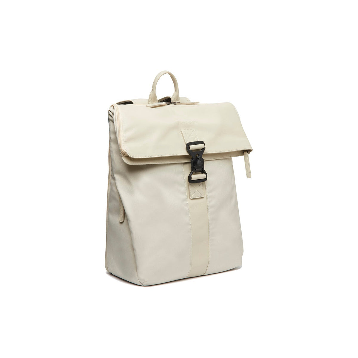 Off White Leather Laptop Backpack Trondheim, front view