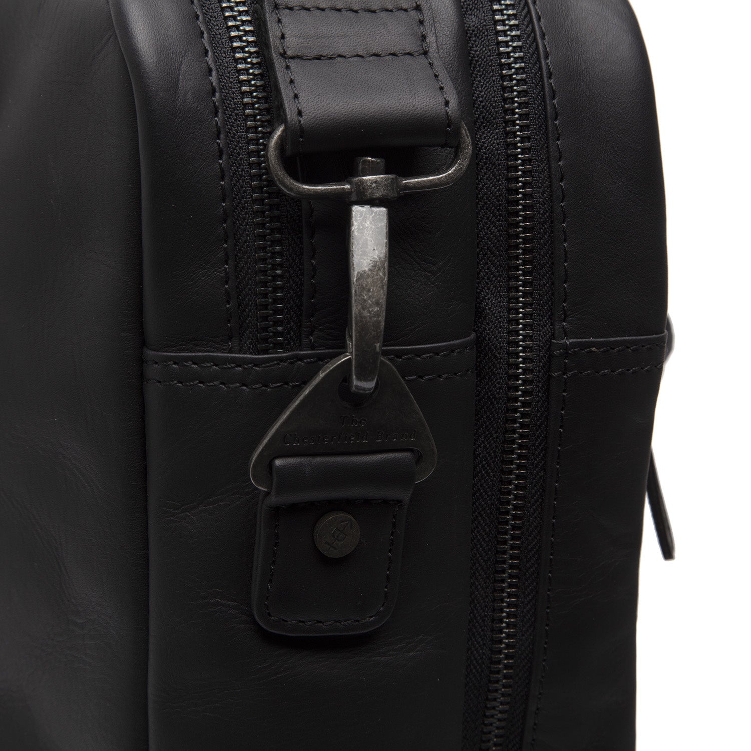 Black Leather Laptop Bag Boston, detail view 4