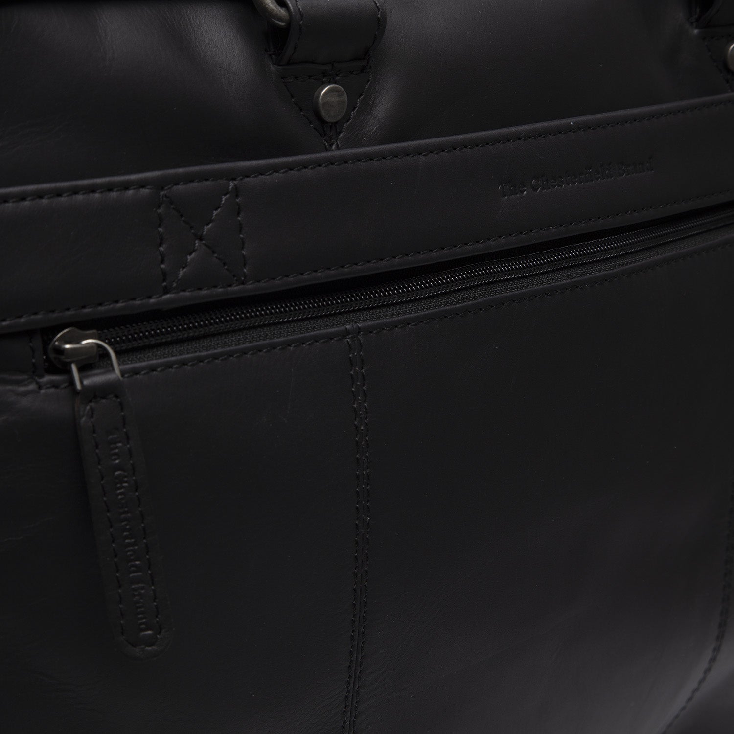 Black Leather Laptop Bag Boston, detail view 5