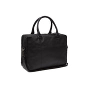 Black Leather Laptop Bag Boston, front view