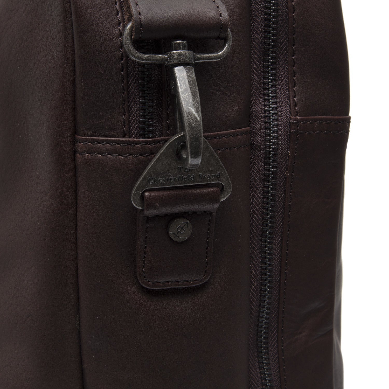 Brown Leather Laptop Bag Boston, detail view 1