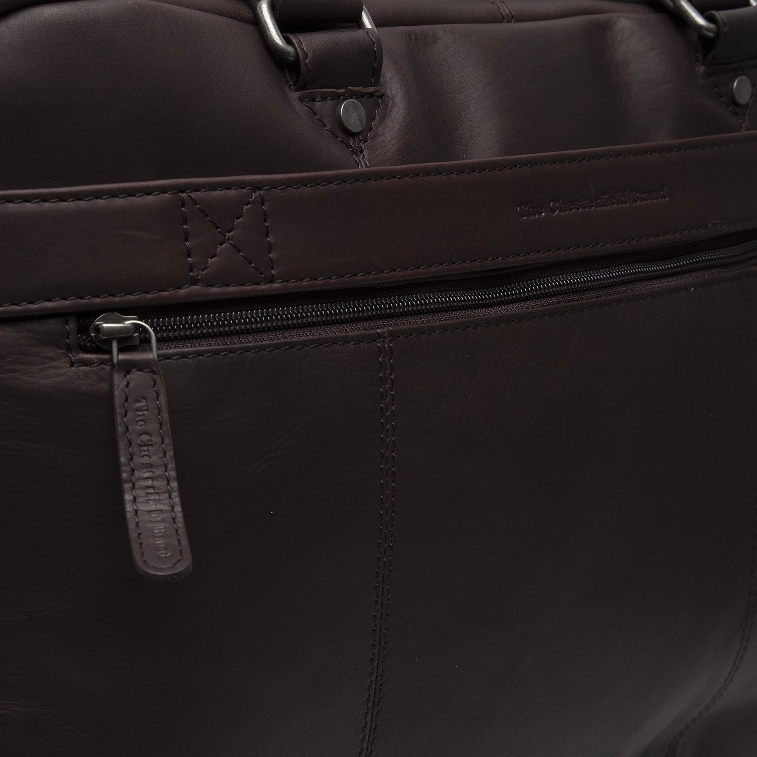 Brown Leather Laptop Bag Boston, detail view 3