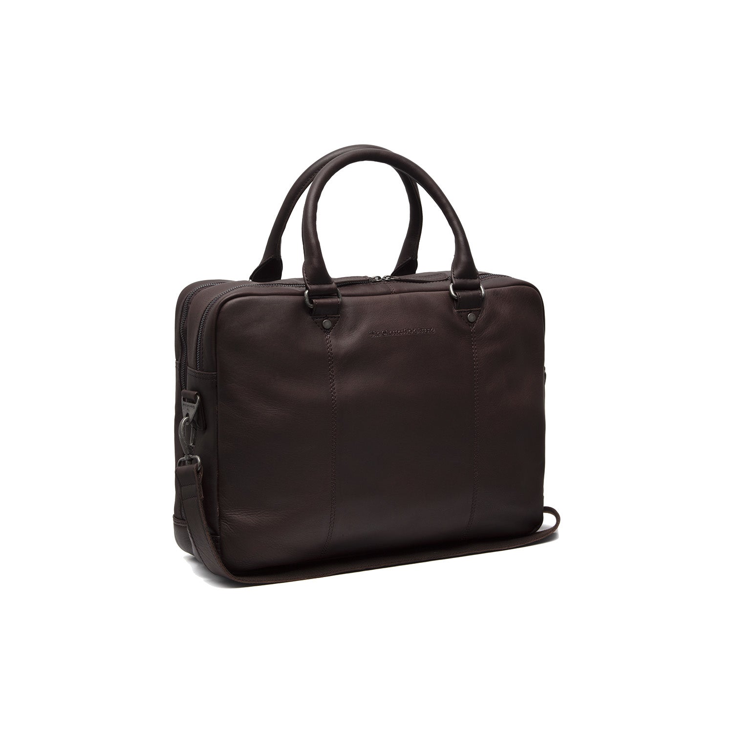 Brown Leather Laptop Bag Boston, front view