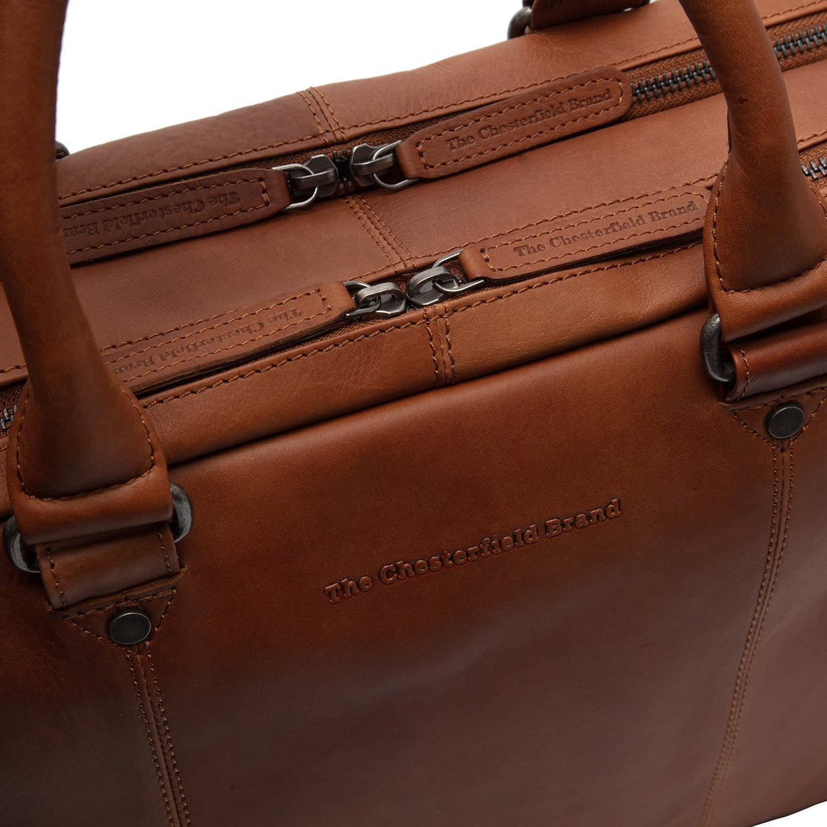 Cognac Leather Laptop Bag Boston, detail view 4