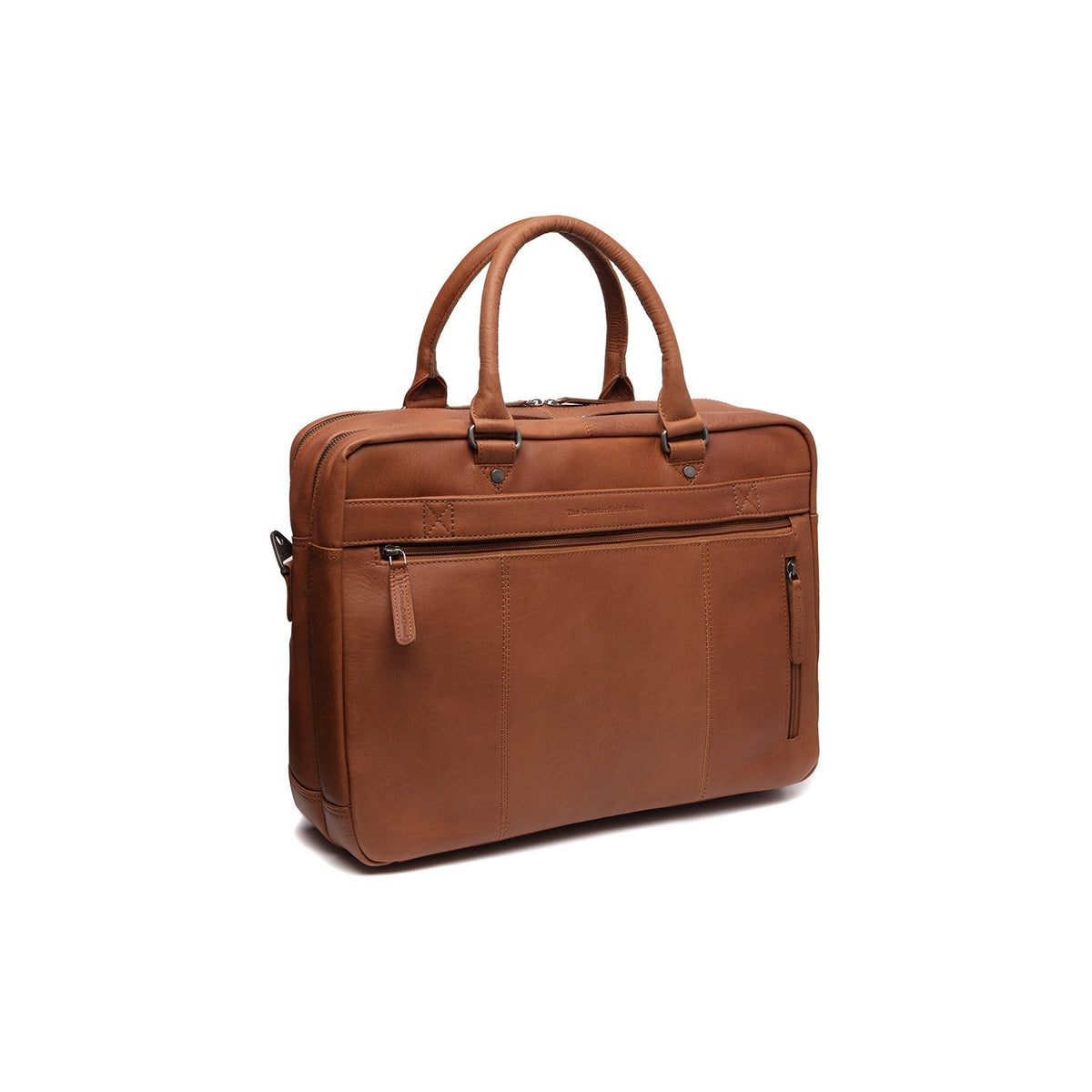Cognac Leather Laptop Bag Boston, detail view 5