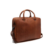 Cognac Leather Laptop Bag Boston, front view