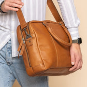 Cognac Leather Laptop Bag Boston, product view 2